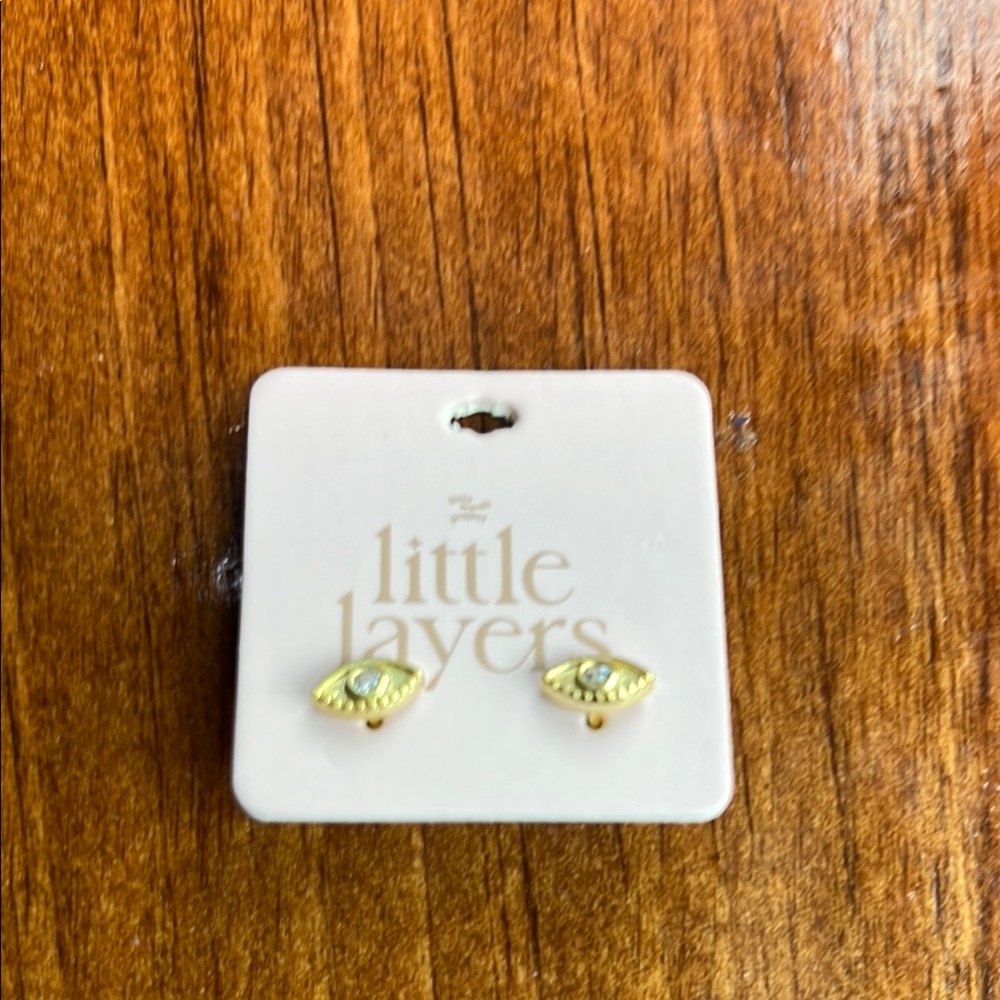 Gold Dainty Stud Earrings with Yellow Crystals